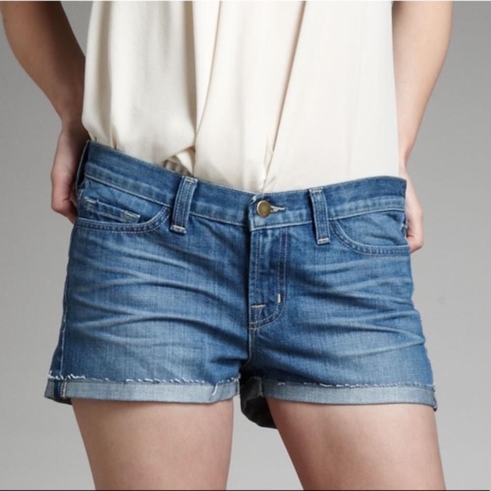 J Brand Anthropologie Corsica Cuffed Denim Shorts Women Size 29 100% Cotton Blue